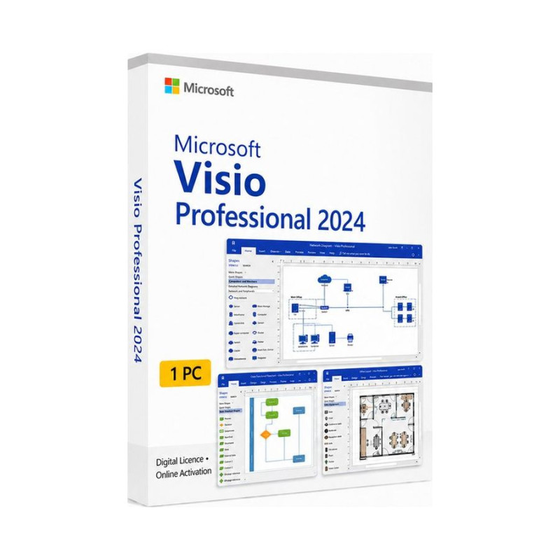 Microsoft Visio Professional 2024 license PC diagram flowchart process mapping no subscription