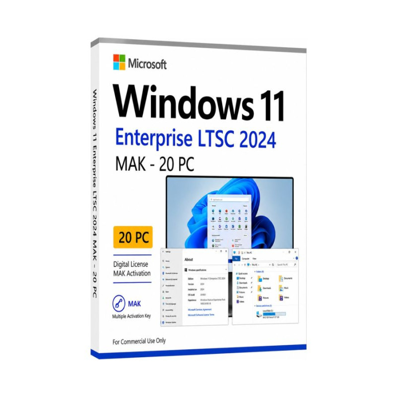Windows 11 Enterprise LTSC 2024 MAK license 20 PC activation no subscription